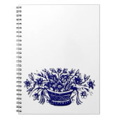  mandje van bloemen blauw Notitieboek van houtsnij (Voorkant)