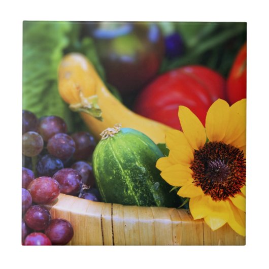 mandje van de oogst van de tuin tegeltje (Voorkant)