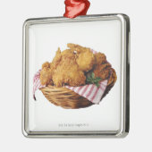 mandje van gefrituurde kip metalen ornament (Links)