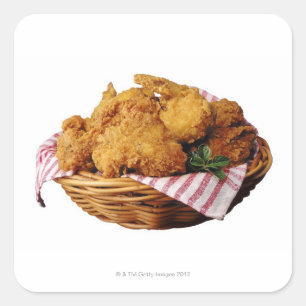 mandje van gefrituurde kip vierkante sticker