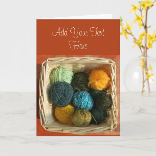 mandje van het Wenskaart Yarn Kaart (Gele Bloem)