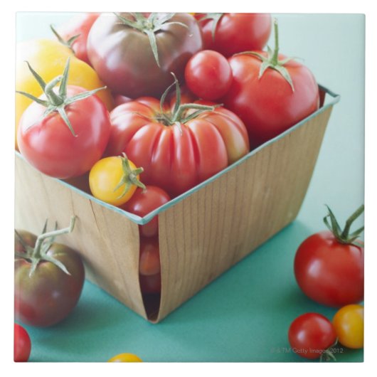 mandje van tomaten van Heirloom Tegeltje (Voorkant)