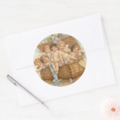  mandje vol engel Cherubs Ronde Sticker (Envelop)