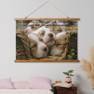 mandje vol puppies hangend wandkleed