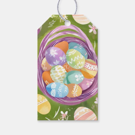 mandje voor paaseieren | Spring Pastel Waterverf Cadeaulabel (Voorkant)