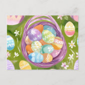 mandje voor paaseieren | Spring Pastel Waterverf Feestdagenkaart (Voorkant)