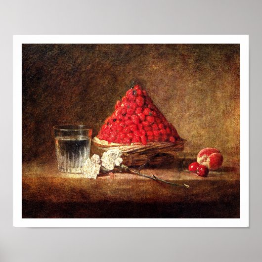 mandje wilde aardbeien van Chardin Poster (Voorkant)