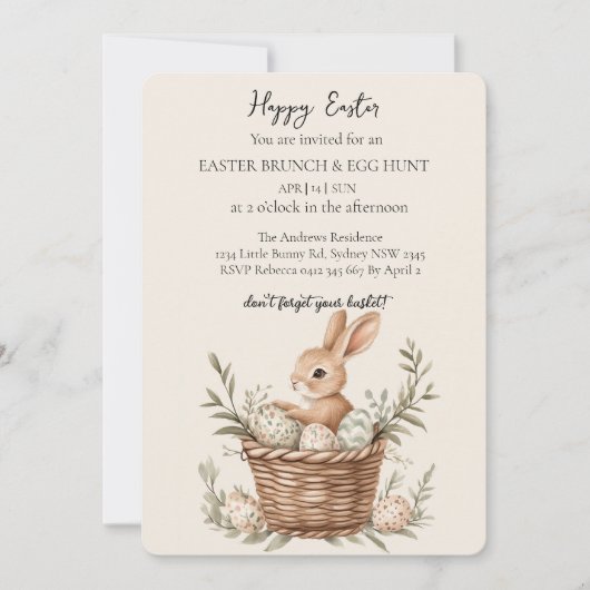 Mandjes met eieren rond oude stoel en Eggs Hunt Kaart (Voorkant)