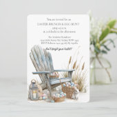 Mandjes met eieren rond oude stoel en Eggs Hunt Kaart (Staand voorkant)