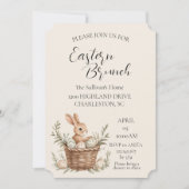 Mandjes met eieren rond oude stoel Paasbrunch Kaart (Voorkant)