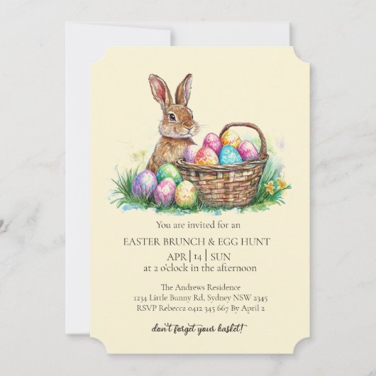 mandkonijn met decoratieve eieren en eierjacht kaart (Voorkant)