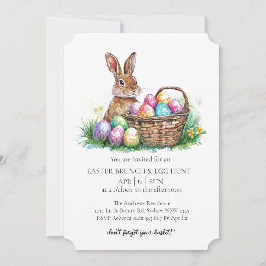 mandkonijn met decoratieve eieren en eierjacht kaart (Voorkant)