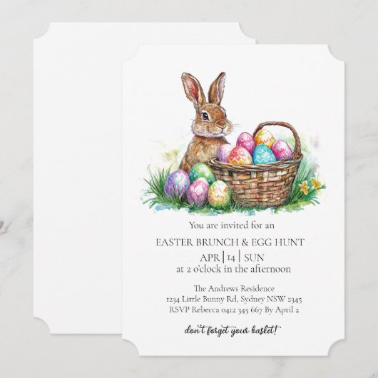 mandkonijn met decoratieve eieren en eierjacht kaart (Voorkant / Achterkant)