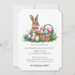 mandkonijn met decoratieve eieren en eierjacht kaart