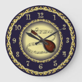 Mandolin 01 ~ Musical Scroll ~ Gold/Navy Blue ~ Grote Klok (Voorkant)