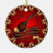 Mandolin 01~ Musical Scroll ~ Merry Kerstmis ~ Keramisch Ornament (Voorkant)