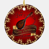 Mandolin 01~ Musical Scroll ~ Merry Kerstmis ~ Keramisch Ornament (Achterkant)