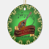 Mandolin 02 ~ Musical Scroll ~ Merry Kerstmis ~ Keramisch Ornament (Links)