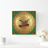 Mandolin 02~ Musical Scroll ~ "Merry Kerstmis"  Vierkante Klok (Huis)