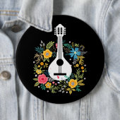 Mandolin Bloemen Patroon Speler String Instruments Ronde Button 6,0 Cm (In situ)