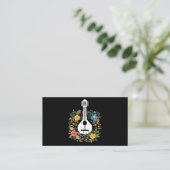 Mandolin Bloemen Patroon Speler String Instruments Visitekaartje (Staand voorkant)