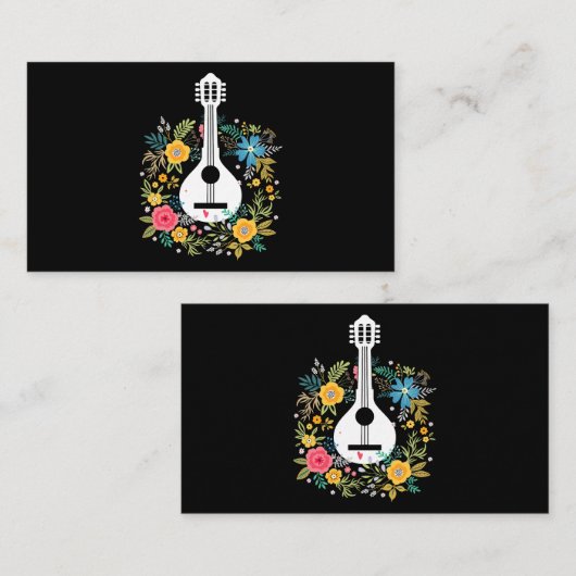Mandolin Bloemen Patroon Speler String Instruments Visitekaartje (Voorkant / Achterkant)