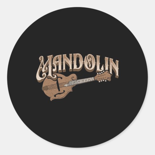 Mandolin Bluegrass Volksmuziek Mandoline Speler Mu Ronde Sticker (Voorkant)