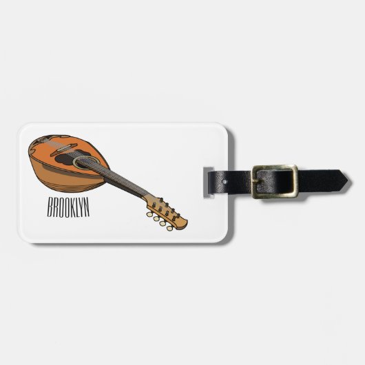 Mandolin cartoon illustratie bagagelabel (Voorkant horizontaal)