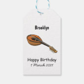 Mandolin cartoon illustratie cadeaulabel (Achterkant)