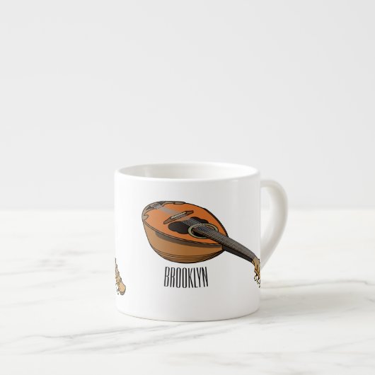 Mandolin cartoon illustratie espresso kop (Voorkant rechts)