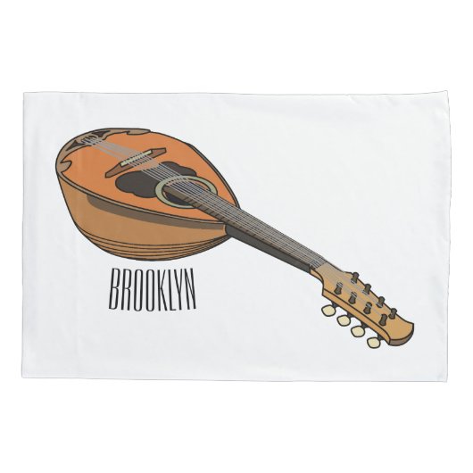 Mandolin cartoon illustratie kussensloop (Achterkant)