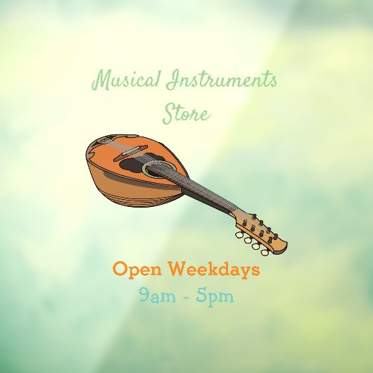 Mandolin cartoon illustratie raamsticker (Vel 3)