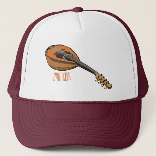 Mandolin cartoon illustratie trucker pet (Voorkant)