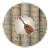 Mandolin ~ Cloud ~ Rolling Sheet Music Background Keramische Knop (Voorkant)