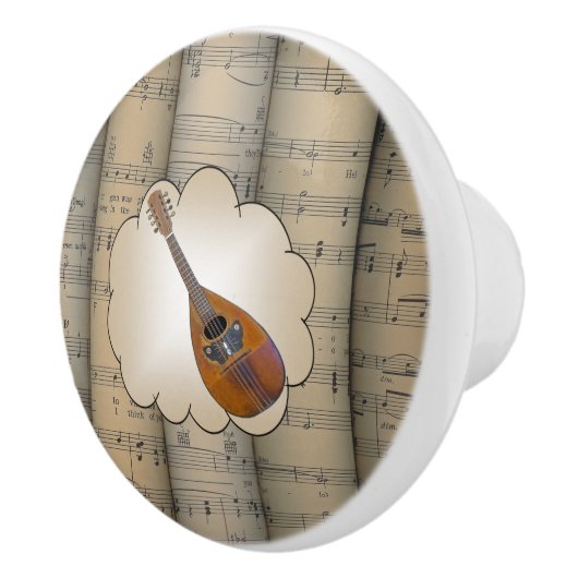 Mandolin ~ Cloud ~ Rolling Sheet Music Background Keramische Knop (Rechts)