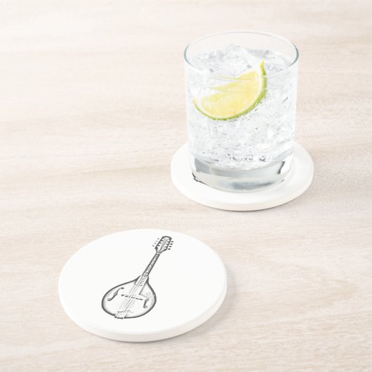 Mandolin "Drawing" Zandsteen Onderzetter (Zijkant)