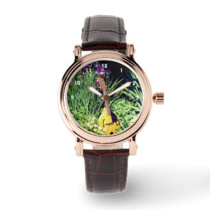 Mandolin en Iris Flower Garden Horloge