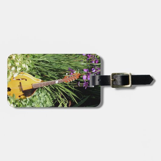 Mandolin en Iris flower Garden op maat Bagagelabel (Voorkant horizontaal)