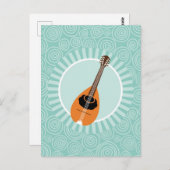 Mandolin Fun Turquoise Swirl Music Briefkaart (Voorkant / Achterkant)
