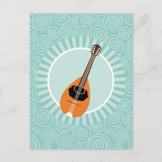 Mandolin Fun Turquoise Swirl Music Briefkaart (Voorkant)