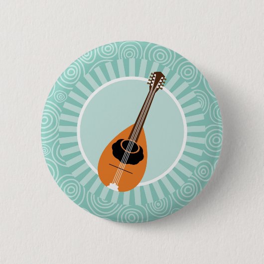 Mandolin Fun Turquoise Swirl Music Ronde Button 5,7 Cm (Voorkant)