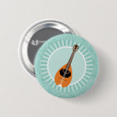 Mandolin Fun Turquoise Swirl Music Ronde Button 5,7 Cm (Voorkant /achterkant)