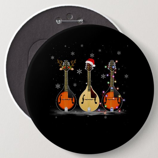 Mandolin Instrument Reindeer Kerstmis Light Ronde Button 6,0 Cm (Voorkant /achterkant)