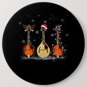 Mandolin Instrument Reindeer Kerstmis Light Ronde Button 6,0 Cm (Voorkant)
