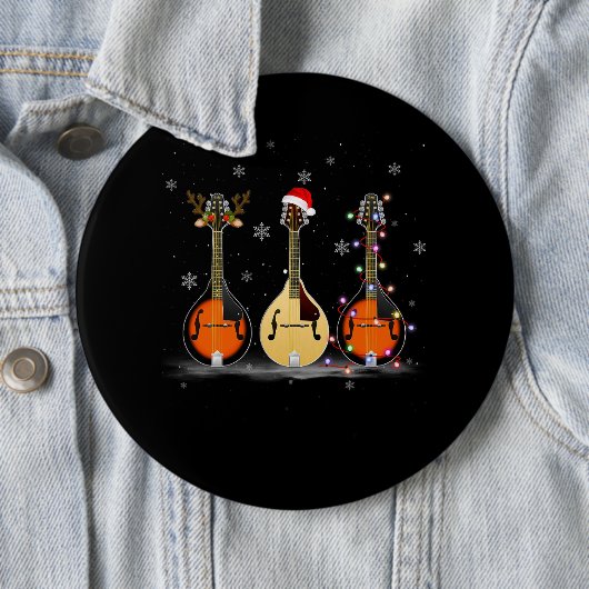 Mandolin Instrument Reindeer Kerstmis Light Ronde Button 6,0 Cm (In situ)