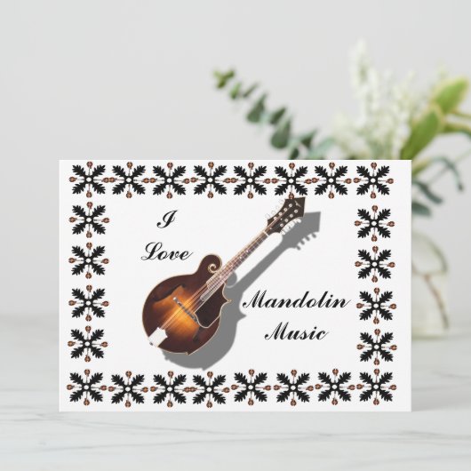 MANDOLIN-INVITATIE KAART (Staand voorkant)