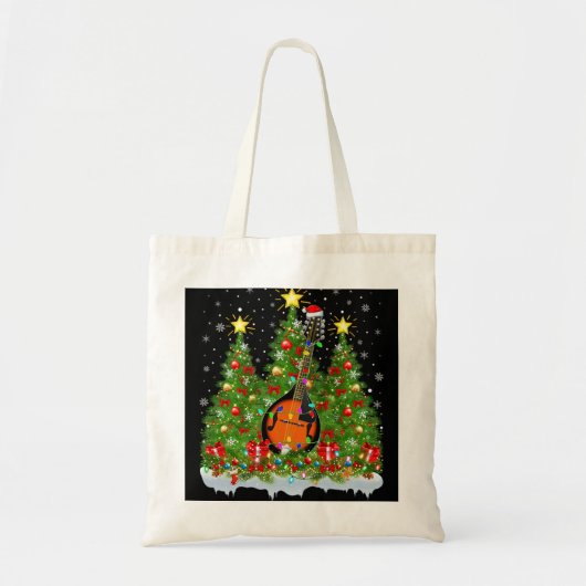 Mandolin Lover Kerstverlichting Santa Mandolin Ker Tote Bag (Voorkant)