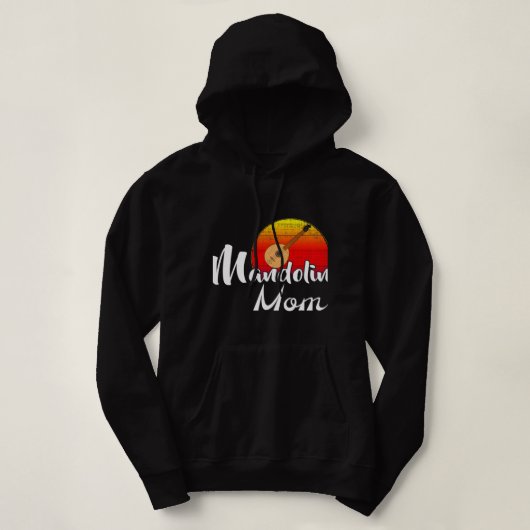 Mandolin Lover Mandoline Moeder Retro Sunset F Hoodie (Design voorkant)