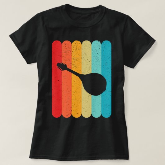 Mandolin Lover Silhouet Retro  Lines 70s T-shirt (Design voorkant)