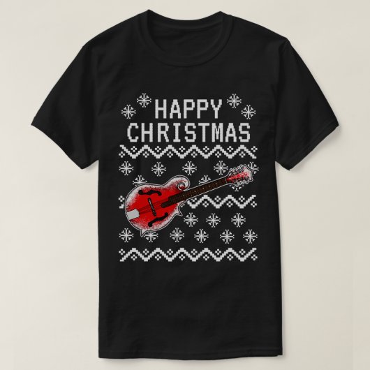 Mandolin Lover Speler Lelijke Kerstmis Mandolinist T-shirt (Design voorkant)